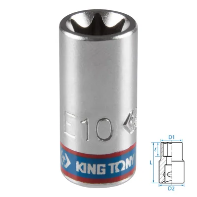 Головка торцевая TORX Е-стандарт 1/4", E10, L = 24 мм KING TONY 237510M