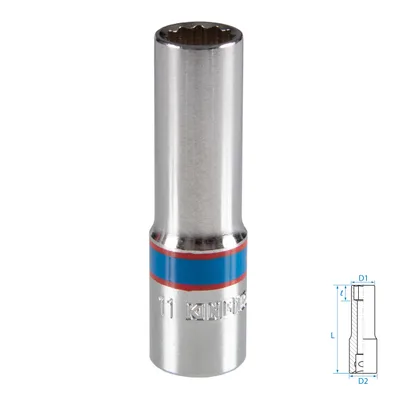 Головка торцевая глубокая двенадцатигранная 3/8", 11 мм KING TONY 323011M