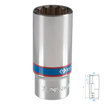 Головка торцевая глубокая двенадцатигранная 3/8", 21 мм KING TONY 323021M