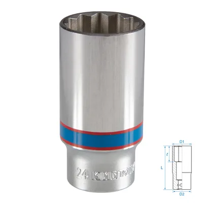 Головка торцевая глубокая двенадцатигранная 3/8", 24 мм KING TONY 323024M