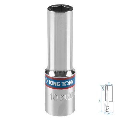 Головка торцевая глубокая шестигранная 3/8", 10 мм KING TONY 323510M