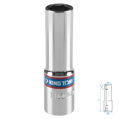 Головка торцевая глубокая шестигранная 3/8", 11 мм KING TONY 323511M