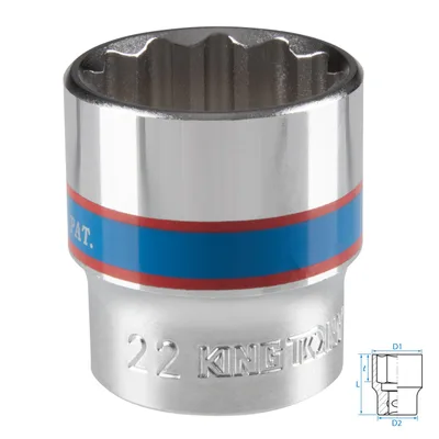 Головка торцевая стандартная двенадцатигранная 3/8", 22 мм KING TONY 333022M