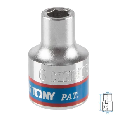 Головка торцевая стандартная шестигранная 3/8", 6 мм KING TONY 333506M