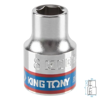 Головка торцевая стандартная шестигранная 3/8", 8 мм KING TONY 333508M