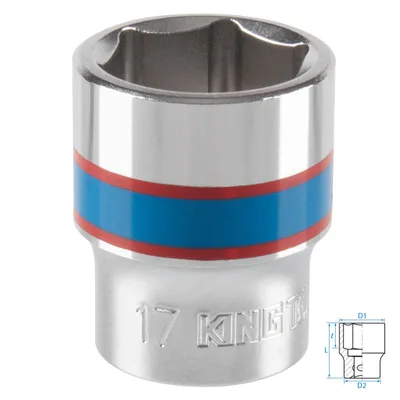 Головка торцевая стандартная шестигранная 3/8", 17 мм KING TONY 333517M