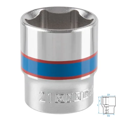 Головка торцевая стандартная шестигранная 3/8", 21 мм KING TONY 333521M
