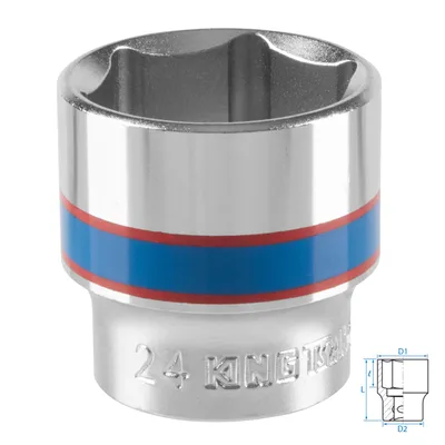 Головка торцевая стандартная шестигранная 3/8", 24 мм KING TONY 333524M
