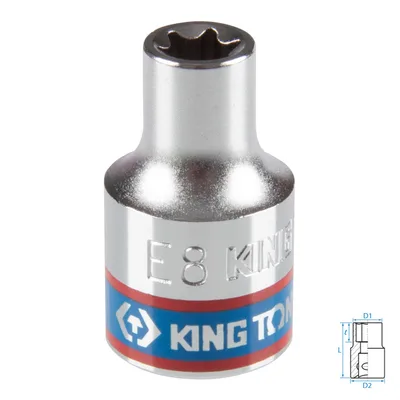 Головка торцевая TORX Е-стандарт 3/8", E8, L = 28 мм KING TONY 337508M