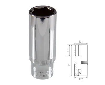 Головка торцевая глубокая шестигранная 3/8", 16 мм TOLSEN TT16366