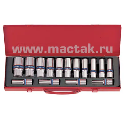 Набор глубоких торцевых головок 1/2″ — KING TONY 4215MR