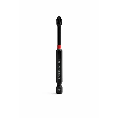Бита ударная крестовая ROSSVIK 6390PH2-IB, PH2, 90 мм, 1/4", сплав S2 (10шт в коробке)