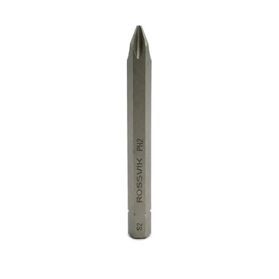 Бита крестовая ROSSVIK 8080PH2, PH2, 80 мм, 5/16", сплав S2 (10шт в коробке)