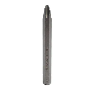 Бита крестовая ROSSVIK 8080PH3, PH3, 80 мм, 5/16", сплав S2 (10шт в коробке)