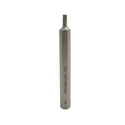 Бита TORX ROSSVIK 8080T15, T15, 80 мм, 5/16", сплав S2 (10шт в коробке)