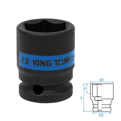Головка торцевая ударная шестигранная 1/2", 22 мм KING TONY 453522M